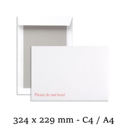 C4 A4 White Hard Board Backed Envelopes