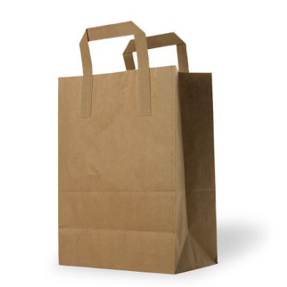 Medium Brown SOS Kraft Paper Bags With Flat Handles