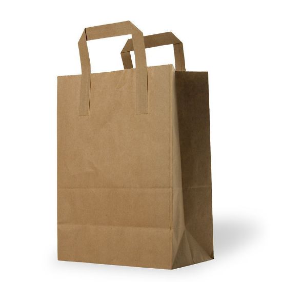 Medium Brown SOS Kraft Paper Bags With Flat Handles
