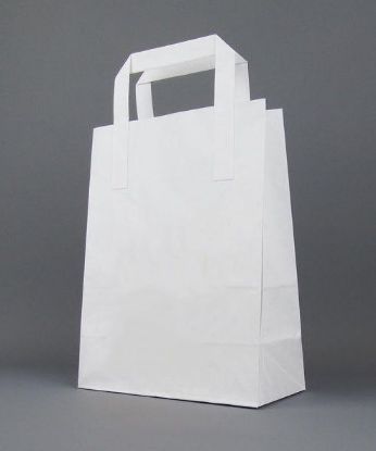 Medium White SOS Kraft Paper Bags With Flat Handles