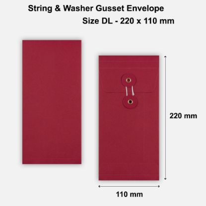 DL Size String & Washer Envelopes Red With Gusset