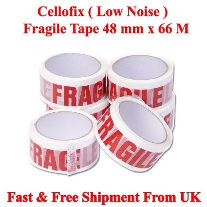 CELLOFIX FRAGILE LOW NOISE PACKAGING TAPE 48MM 2" X 66M