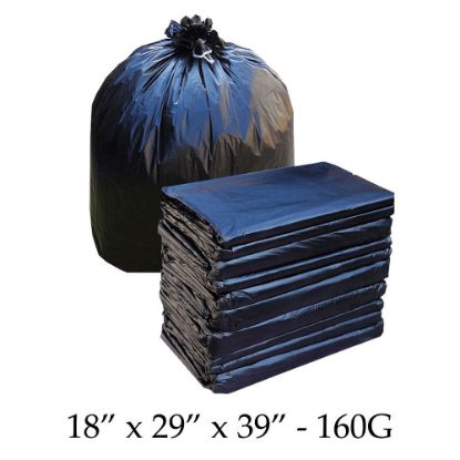 Black HEAVY DUTY 160G Refuse Sacks Bin Liners Rubbish 18x29x39" inch