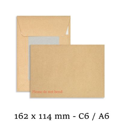 C6 A6 Manilla Hard Board Backed Envelopes