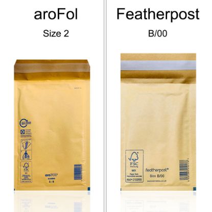 Picture of aroFol / Featherpost Padded Envelopes Mailer Gold B/00 - 215 x 120 mm - Box of 200