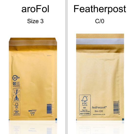 Picture of aroFol / Featherpost Padded Envelopes Mailer Gold C/0 - 215 x 150 mm - Box of 100