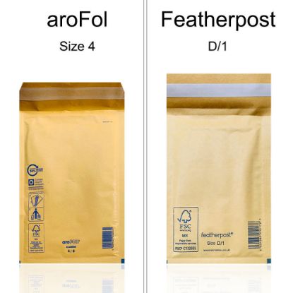 Picture of aroFol / Featherpost Padded Envelopes Mailer Gold D/1 - 265 x 180 mm - Box of 100
