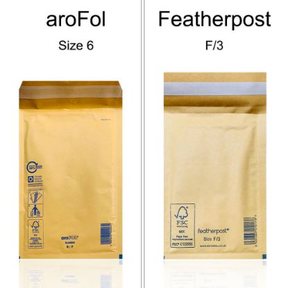 Picture of aroFol / Featherpost Padded Envelopes Mailer Gold F/3 - 340 x 220 mm - Box of 100