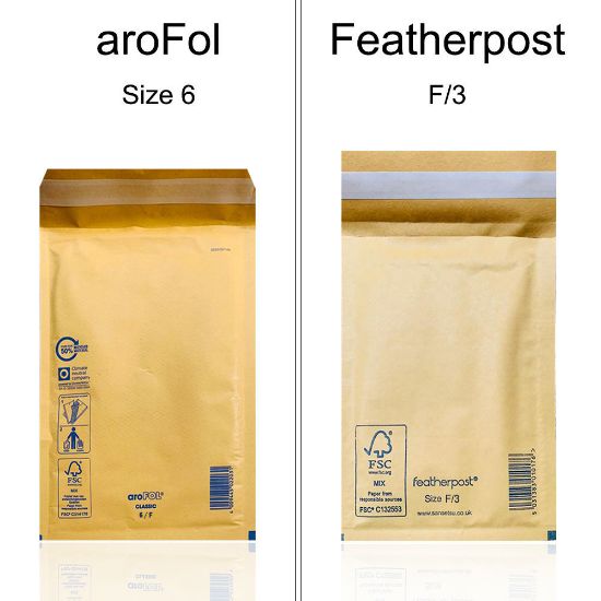 Picture of aroFol / Featherpost Padded Envelopes Mailer Gold F/3 - 340 x 220 mm - Box of 100