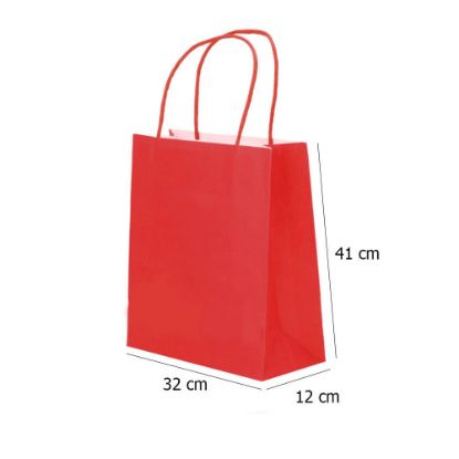 Paper Bags with Twisted Handle (Red) 32x41x12 cm