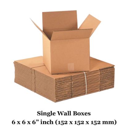 Single wall cardboard boxes - 6x6x6" inch