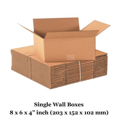 Single wall cardboard boxes - 8x6x4" inch