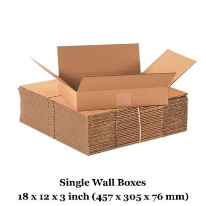 Single wall cardboard boxes - 18x12x3" inch