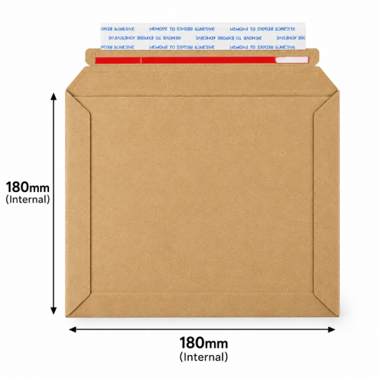 180 x 180mm Brown Rigid Cardboard Book Mailers 400gsm
